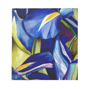 Blue Iris original art watercolor flowers Notepad