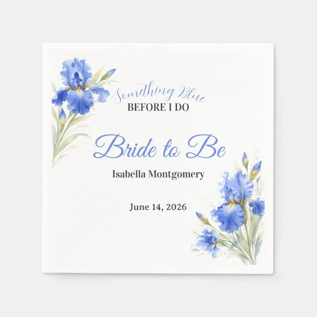 Blue Iris Something Blue Before I Do Bridal Shower Napkin (Front)