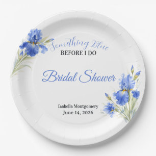 Blue Iris Something Blue Before I Do Bridal Shower Paper Plate