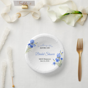 Blue Iris Something Blue Before I Do Bridal Shower Paper Plate