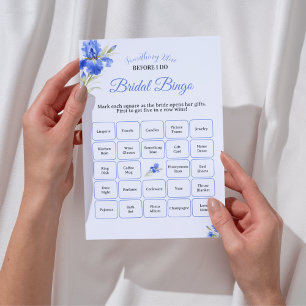Blue Iris Something Blue Bridal Shower Game Bingo Invitation