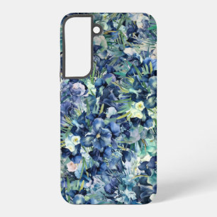  Blue Iris Watercolor Background Pattern Samsung Galaxy Case