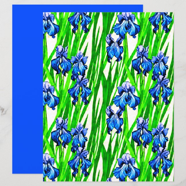 Blue Iris Watercolor Pattern    (Front/Back)
