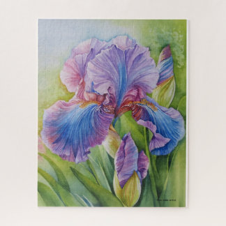 Blue Iris Watercolor Puzzle 