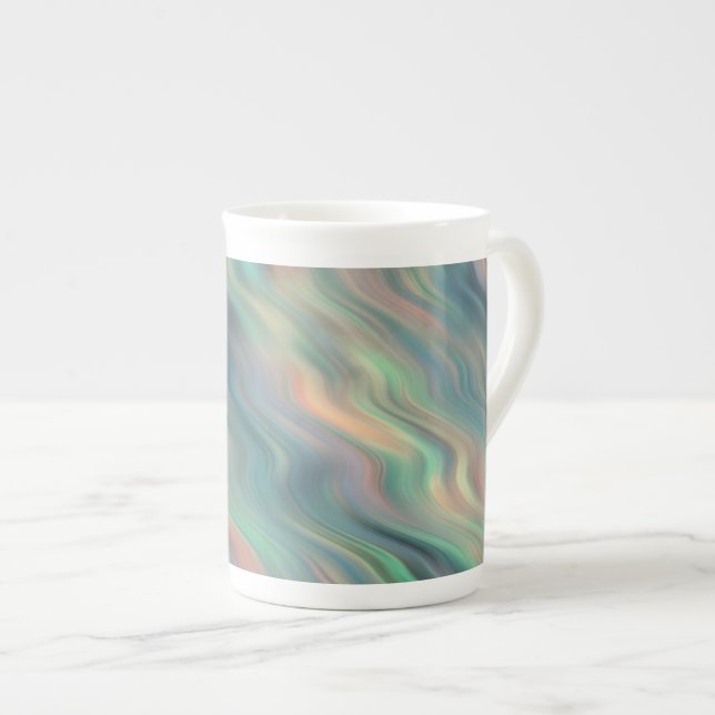 Blue Iris Wavy Texture Bone China Mug (Front Right)