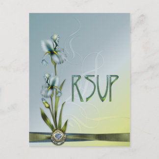 Blue Iris Wedding RSVP Invitation Postcard