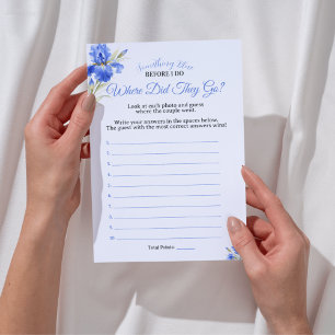 Blue Iris Where Did They Go Bridal Shower Game Invitation