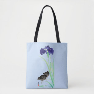 Blue Irises and Moorhens by Ohara Koson Tote Bag