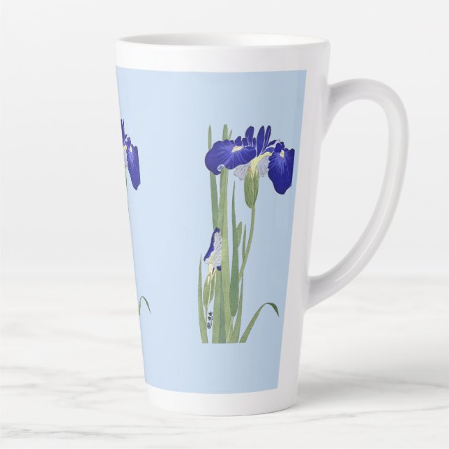 Blue Irises by Ohara Koson Latte Mug (Right)