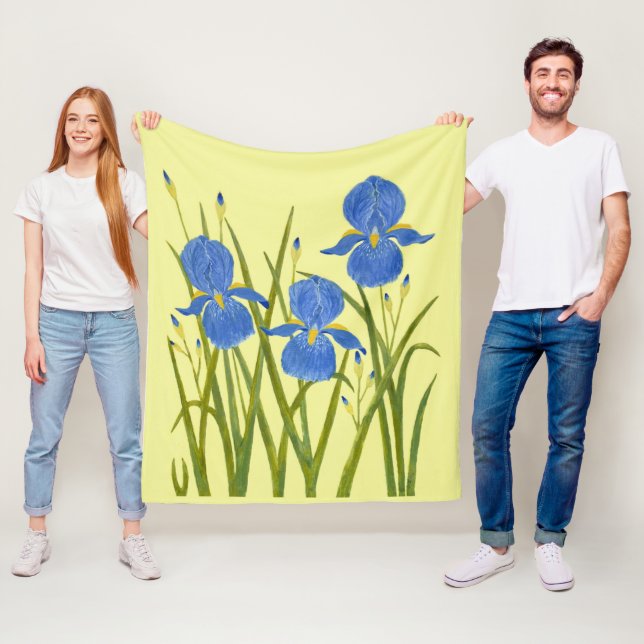 Blue Irises Fleece Blanket (In Situ)