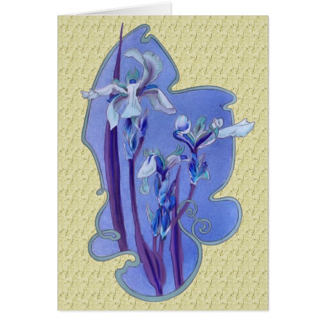 Blue Irises Floral Art Design Card (Front)