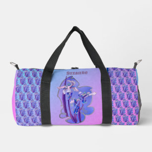 Blue Irises Floral Art Personalised Duffle Bag