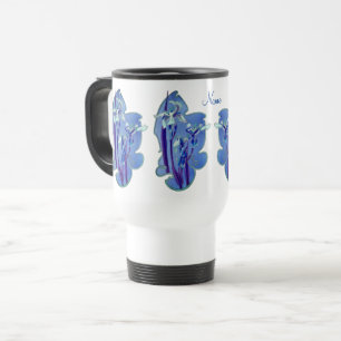 Blue Irises Floral Art Personalized Travel Mug