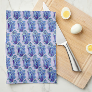 Blue Irises Floral Design Tea Towel