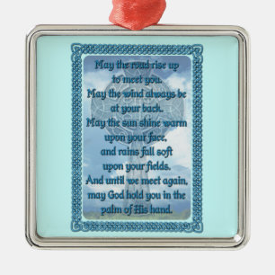 Blue Irish Blessing Metal Tree Decoration