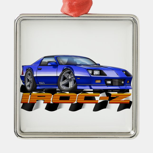 Blue IROC Z Metal Tree Decoration (Front)