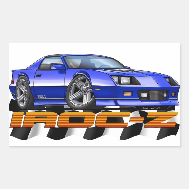 Blue IROC Z Rectangular Sticker (Front)