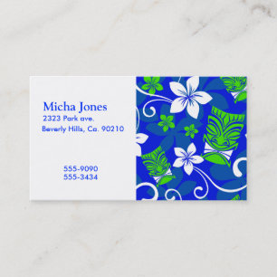 Blue Island Floral Tiki Masks Business Card