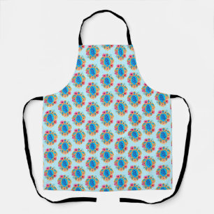 Blue Island Tropical Sea Turtles Floral Apron