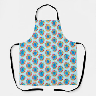 Blue Island Tropical Sea Turtles Floral Apron