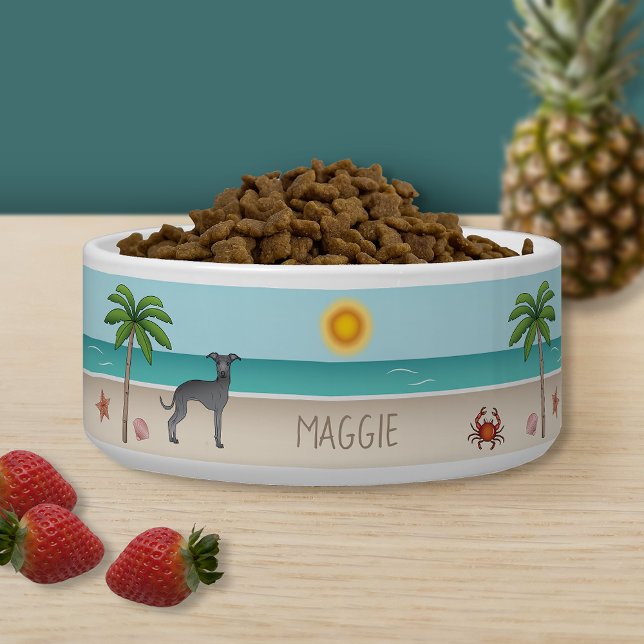 Blue Italian Greyhound At Tropical Summer Beach (Creator Uploaded)