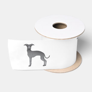 Blue Italian Greyhound Cartoon Dog Illustrations Satin Ribbon