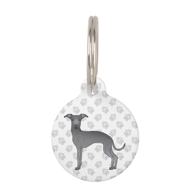 Blue Italian Greyhound Cute Cartoon Dog Pet Tag (Front)