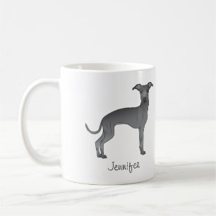 Blue Italian Greyhound Cute Cartoon Dog With Name Coffee Mug