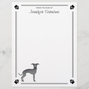 Blue Italian Greyhound With Paws And Custom Text Letterhead