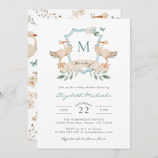 Blue It's A Boy Baby Shower Invitation (Front/Back)