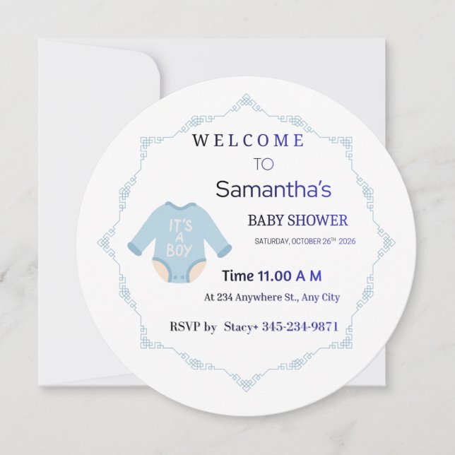 Blue It's a Boy Baby Shower Invitation (Front)