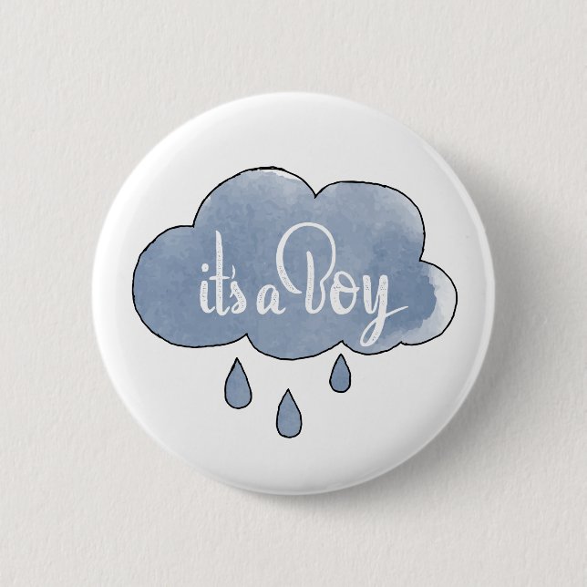 Blue Its a Boy Calligraphy It’s a Boy Art Gender 6 Cm Round Badge (Front)
