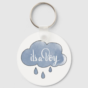 Blue Its a Boy Calligraphy It’s a Boy Art Key Ring