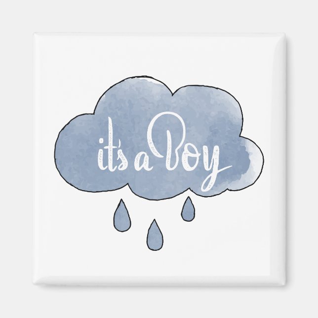 Blue Its a Boy Calligraphy It’s a Boy Art Magnet (Front)
