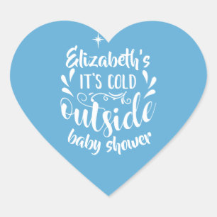 Blue Its Cold Outside Baby Shower/Sprinkle Heart Sticker