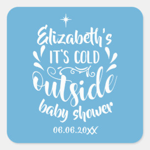 Blue Its Cold Outside Baby Shower/Sprinkle Square Sticker