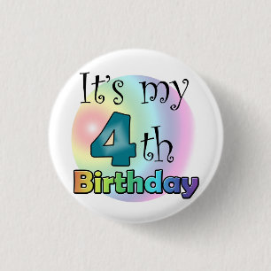 Blue It's my 4th Birthday 3 Cm Round Badge