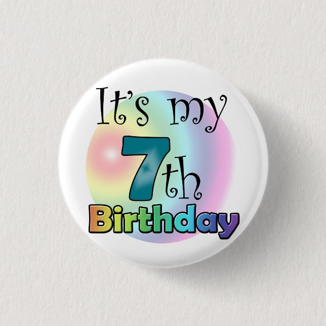 Blue It's my 7th Birthday 3 Cm Round Badge (Front)