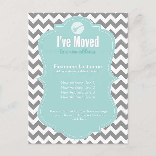 Blue I've Moved Change of Address Postcards (Front)