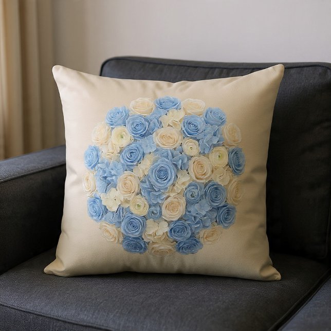 Blue & Ivory Floral Cushion (Creator Uploaded)