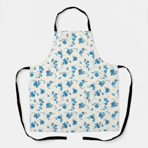 Blue Ivory Rococo Elegant Floral  Apron