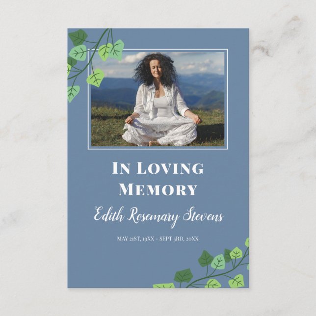 Blue & Ivy Photo Funeral Photo Prayer Enclosure Card (Front)