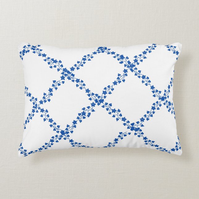 Blue Ivy Vines Vine Lattice Trellis Decorative Cushion (Front)