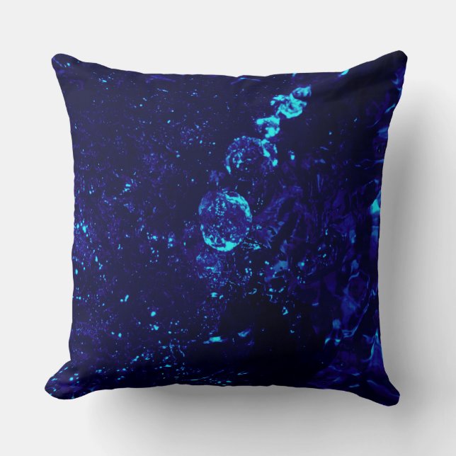 Blue Jacuzzi Bubbles Throw Pillow (Front)