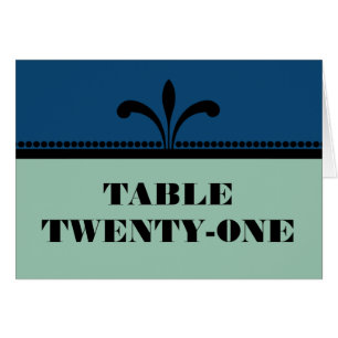 Blue/Jade Fancy Art Deco Table Number Card