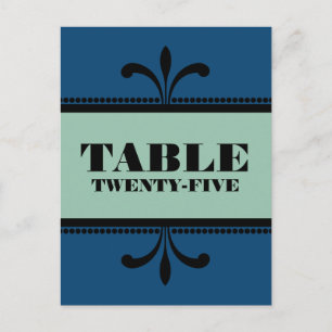 Blue/Jade Fancy Art Deco Table Number Postcard