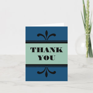 Blue/Jade Fancy Art Deco Thank You Card