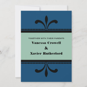 Blue/Jade Fancy Art Deco Wedding Invite