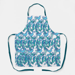 Blue Jade Vine Flower Floral Apron
