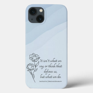 Blue Jane Austen Inspirational Quote Phone Case